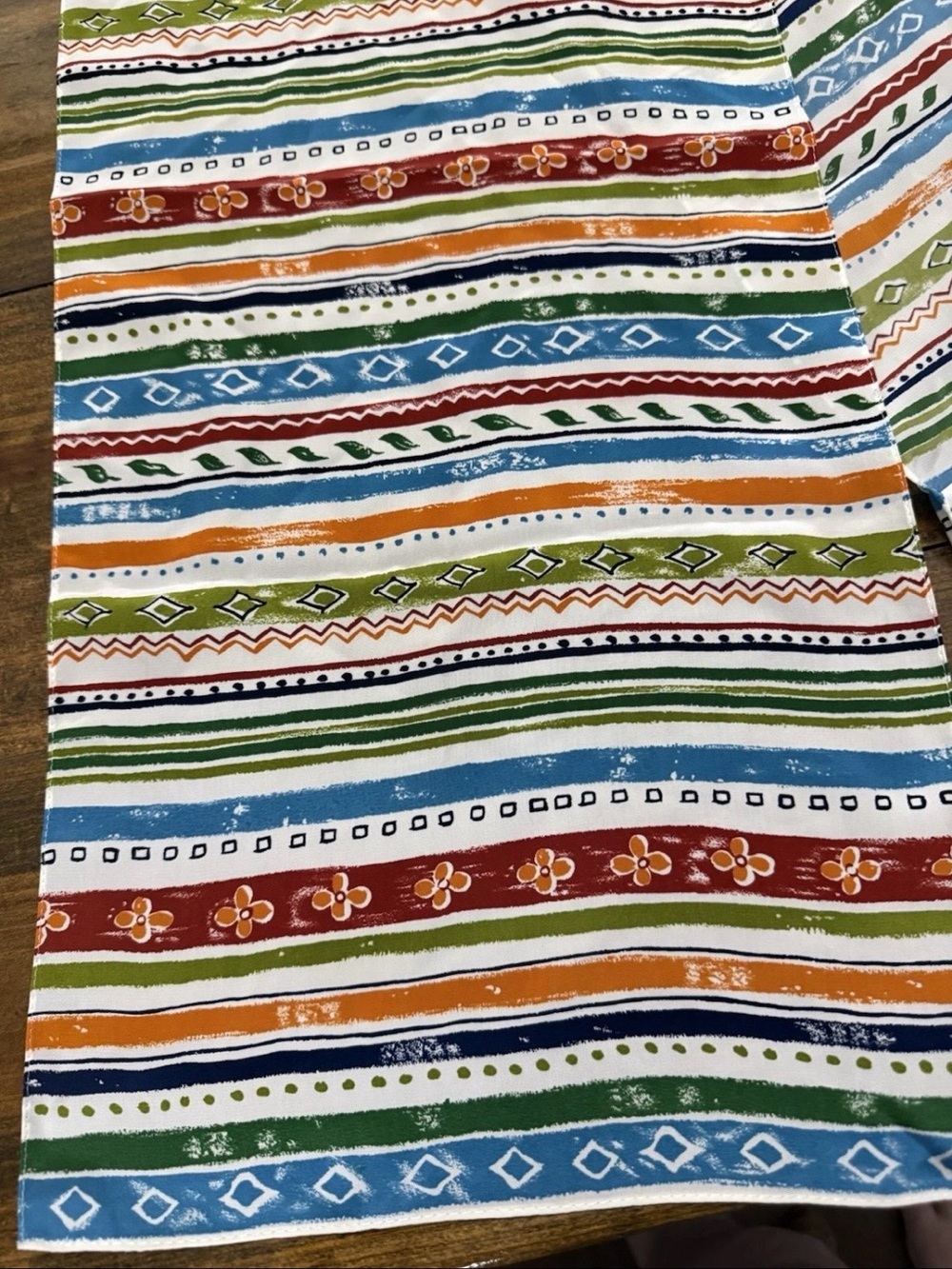 Talbots Silk Scarf 🧣 Striped Multicolor Scarf with Folk-Inspired Pattern - Picture 2 of 6
